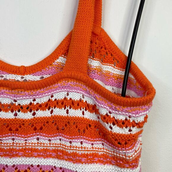 Divided H&M Crochet Tank Top Shorts Outfit Set Striped Orange Womens S new - Picture 8 of 10